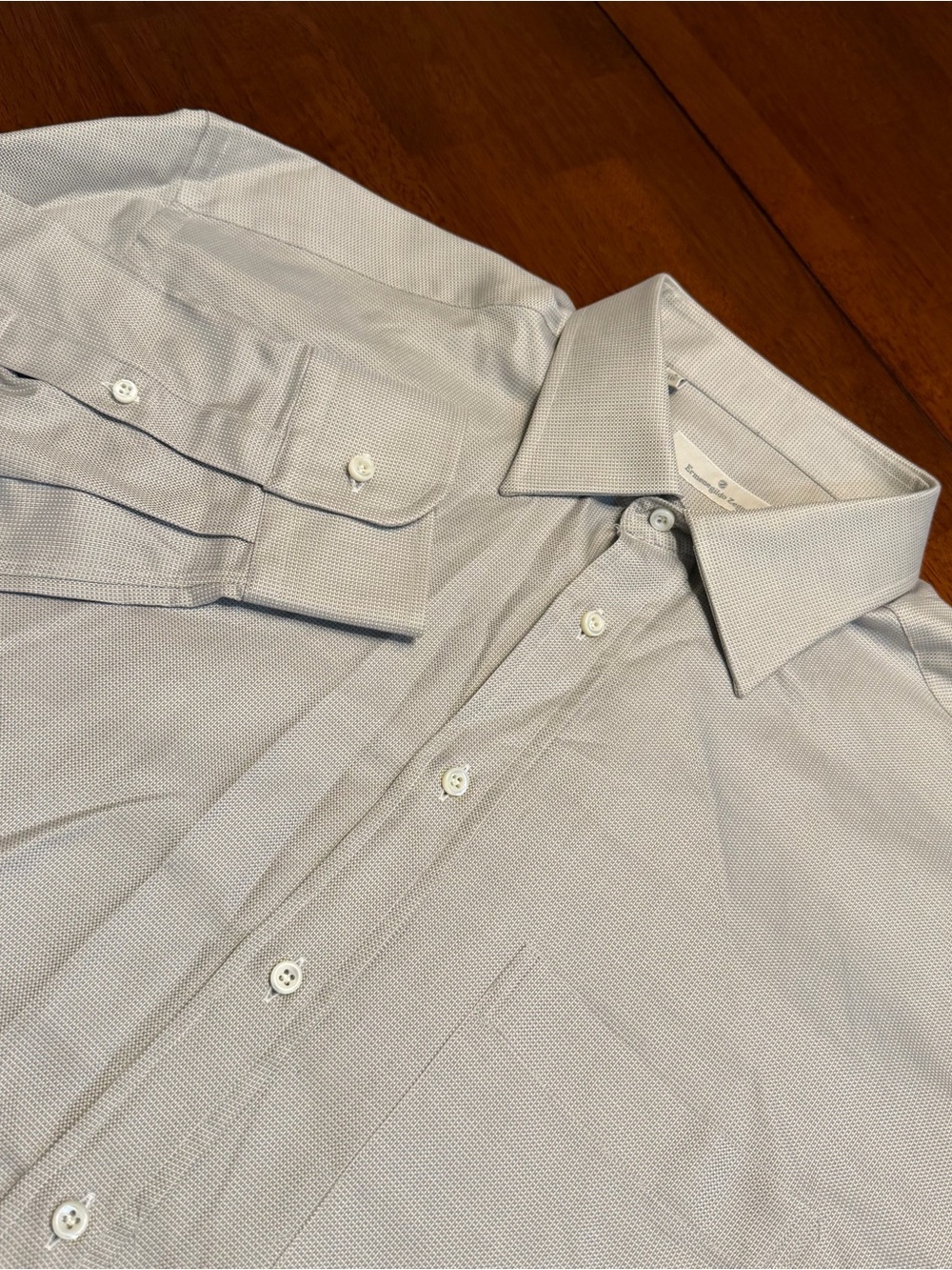 Ermenegildo Zegna Men's Gray Microcheck Button Up Dress Shirt Size 41 / 16